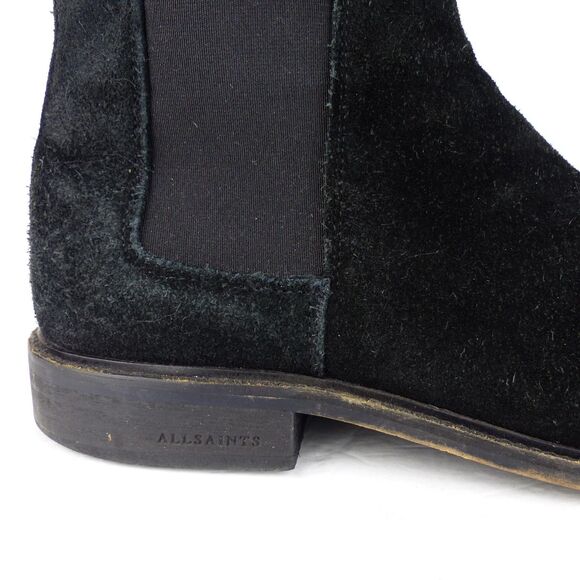 All Saints Chelsea Boots Men 12 US 45 Black Rook Suede Leather Pull On Rock - Picture 3 of 12